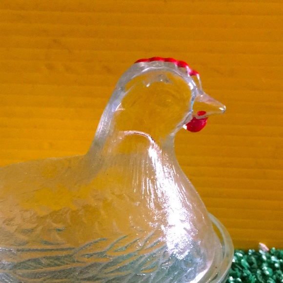Vintage Indiana glass, Clear glass hen on a nest candy dish, Trinket dish - Picture 4 of 11